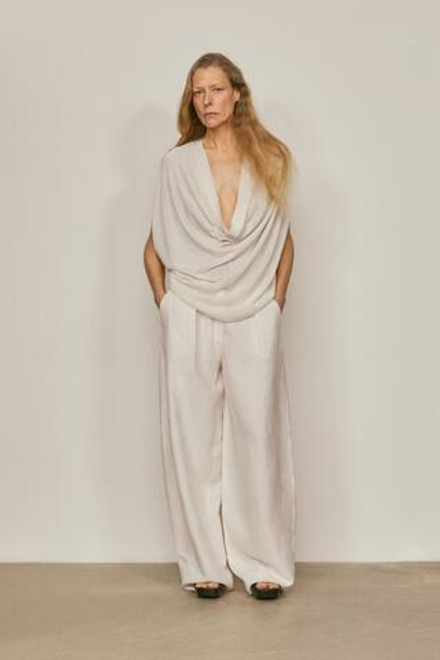 Massimo Dutti Блузка с V-образным вырезом из смесовой шелковой ткани - Limited Edition, белый