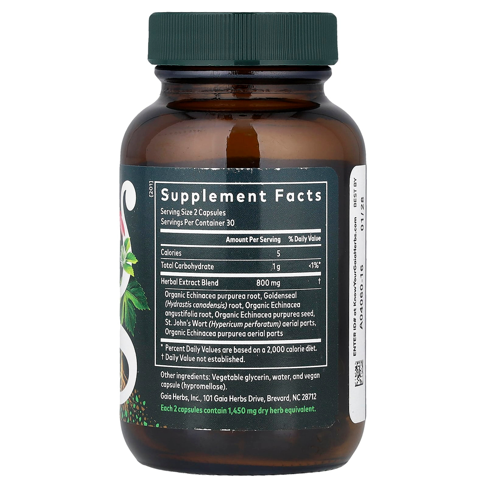 Gaia Herbs, эхинацея желтокорень, 60 жидк. капсул Phyto-Caps®
