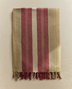 ZARA HOME ПЛЕД ИЗО ЛЬНА С ПОЛОСКАМИ, РАЗНОЦВЕТНЫЙ