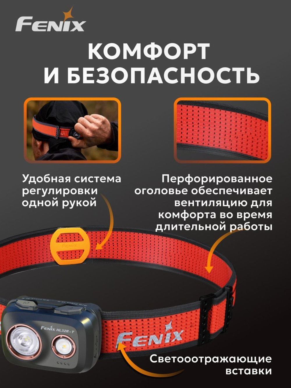 Фонарь налобный Fenix HL32R-T синий 800 люмен
