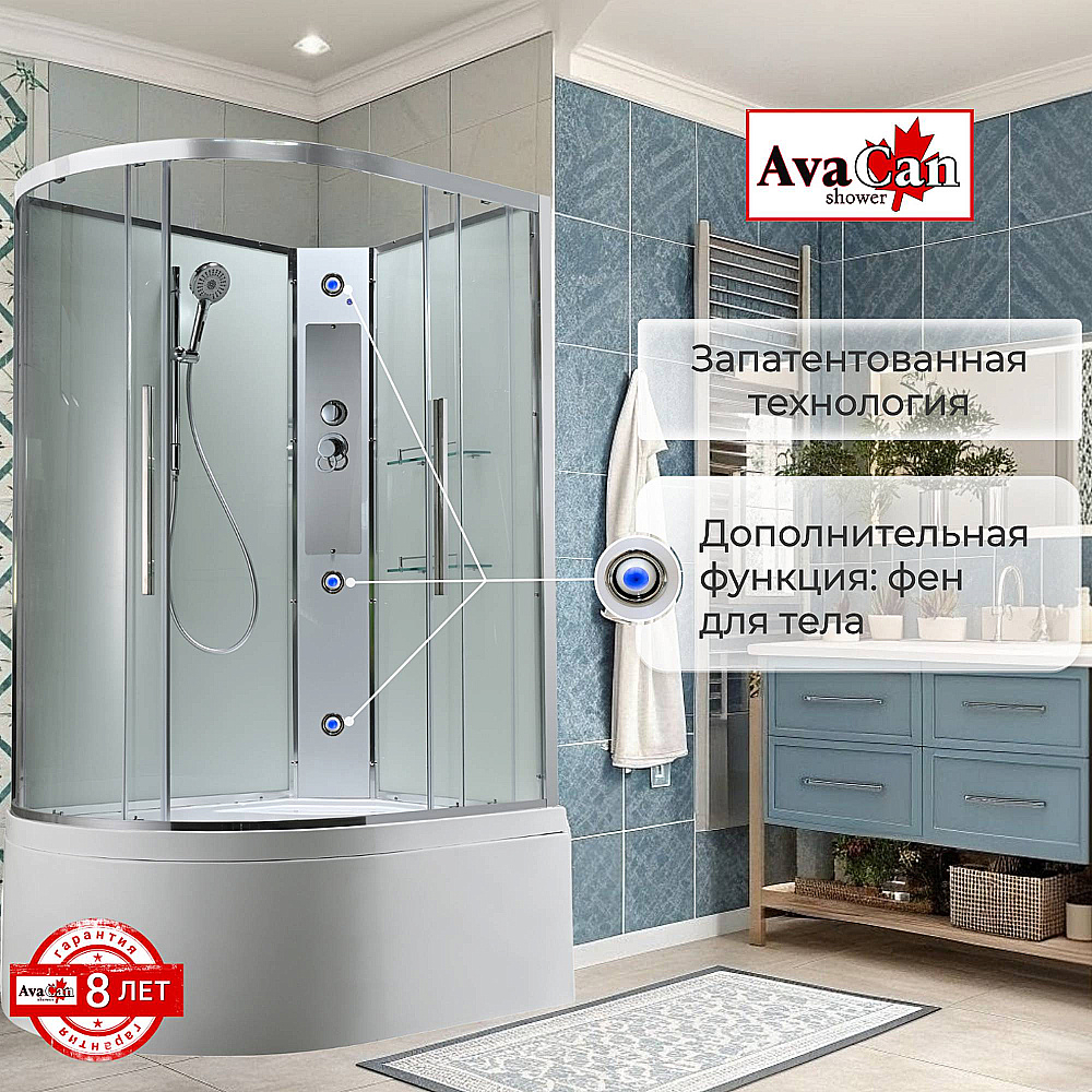 Душевая кабина AvaCan EM Серия EM5811RNT 110х80 без крыши прозрачная, правосторонняя