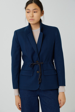 Темно-синий винтажный жакет с кулиской