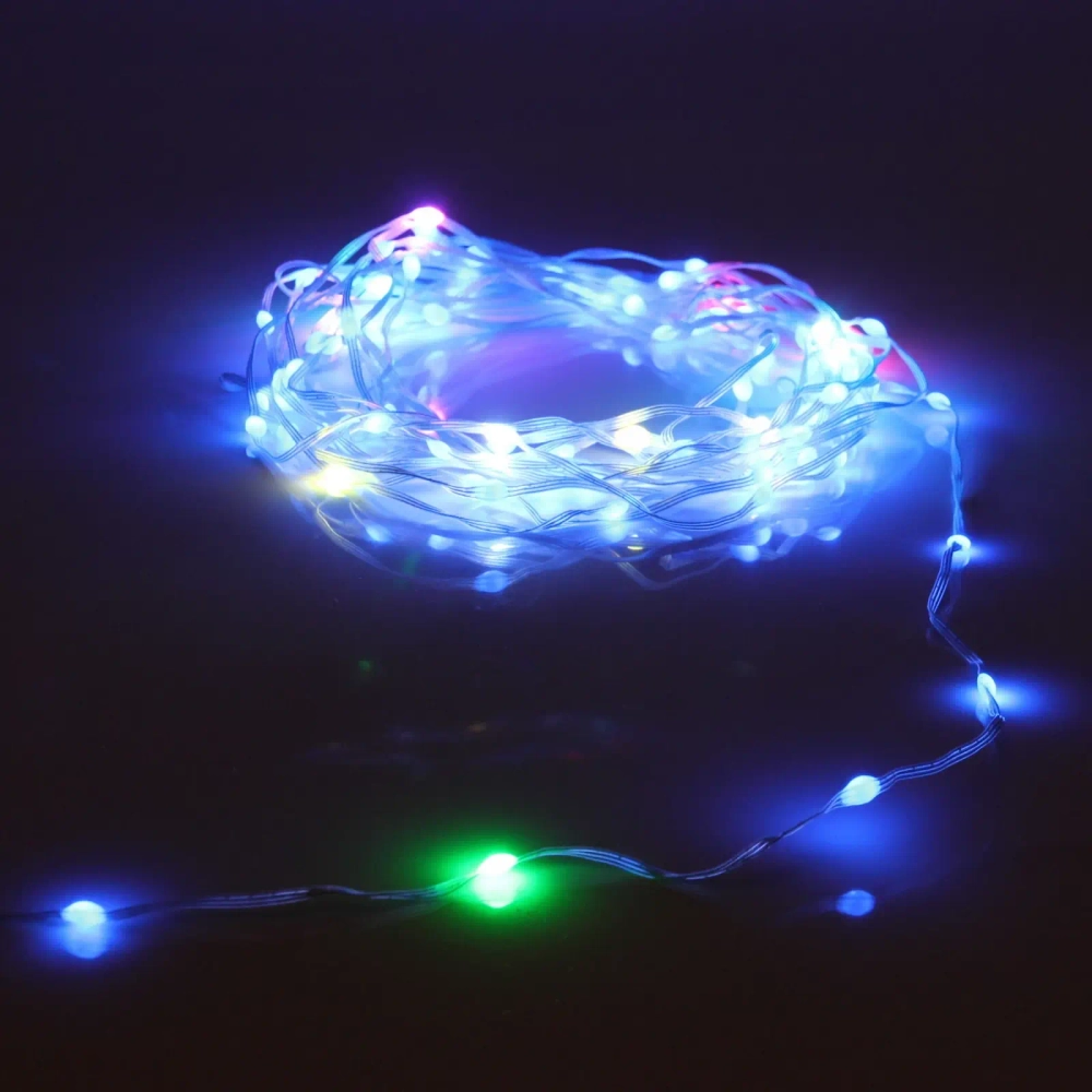 Гирлянда для дома НИТЬ-SMART 10 м 100 ламп LED, прозрачн.пров, более 200 реж, управление с пульта д/у,с телефона, IP-40, RGB (USB)