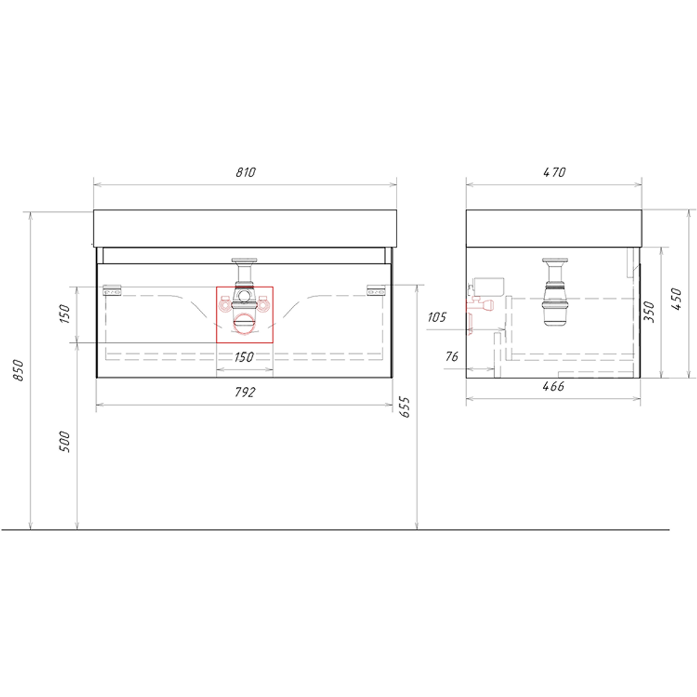 "Geometria" тумба с раковиной, цвет морская дюна, GE01081MD, ТМ «AQWELLA»