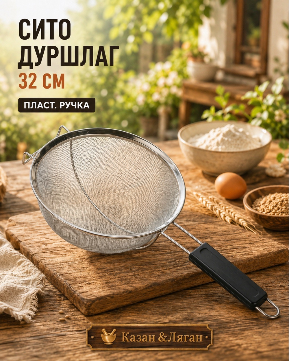 Сито Узбечка 32 см пласт. ручка