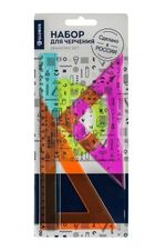 Набор геометр. 4 пр. бол. пласт. тониров. ассорти европодвес