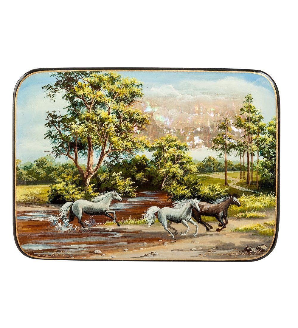 ШК-55/ 33 Шкатулка «Летний пейзаж» исп. Белова