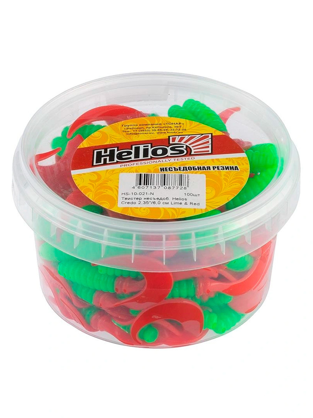 Твистер несъедобный Helios Credo 3,35"/8,5 см White & Green 100шт. (HS-11-016-N)
