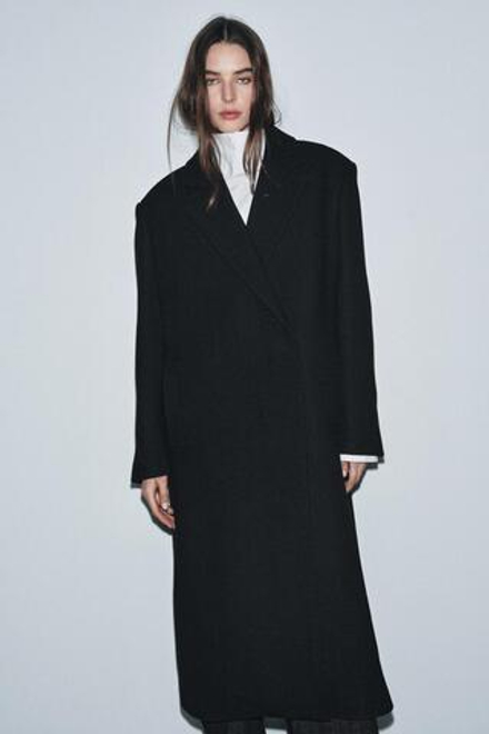 ZARA ПАЛЬТО ИЗ СМЕСОВОЙ ШЕРСТИ — ZW COLLECTION, ЧЕРНЫЙ