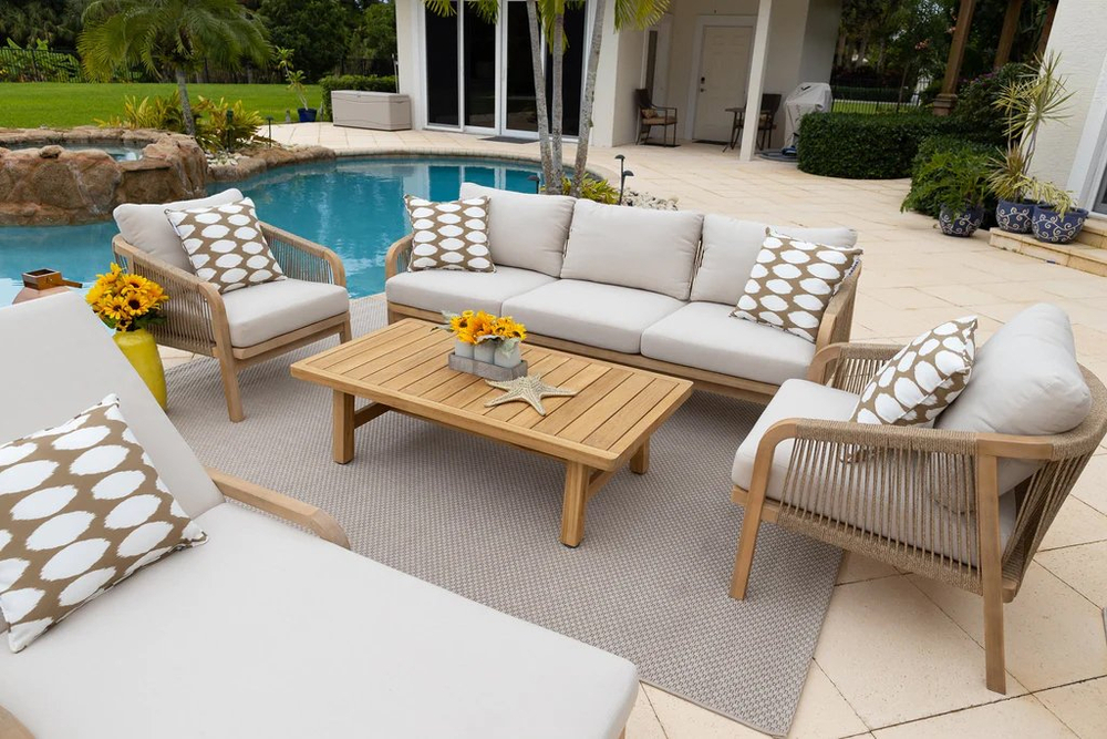 Диван деревянный трехместный Tagliamento Rimini KD, натуральный, бежевый