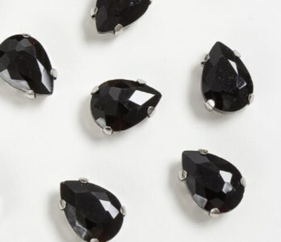 Стразы пришивные стекло в оправе, р. 14 мм, черный