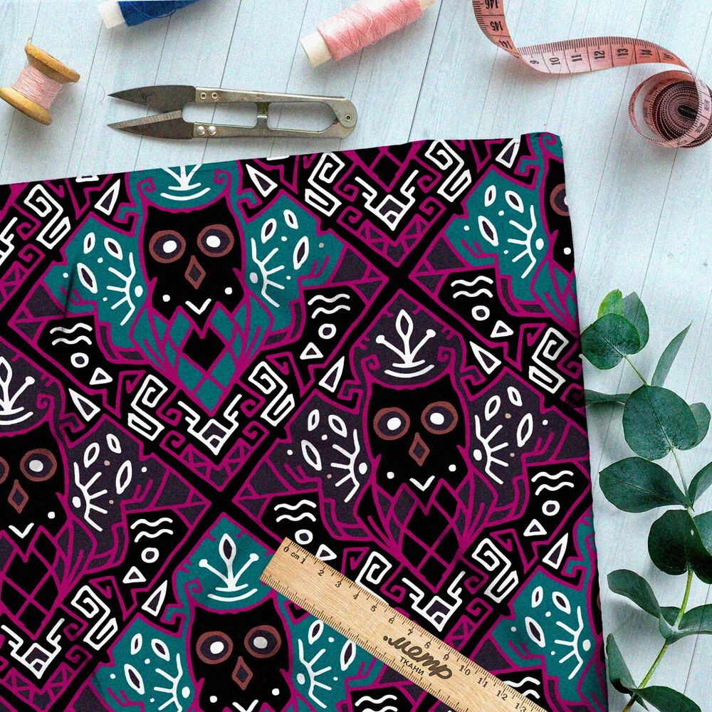 Ткань оксфорд 600 ядовитые узоры с сахарными черепами