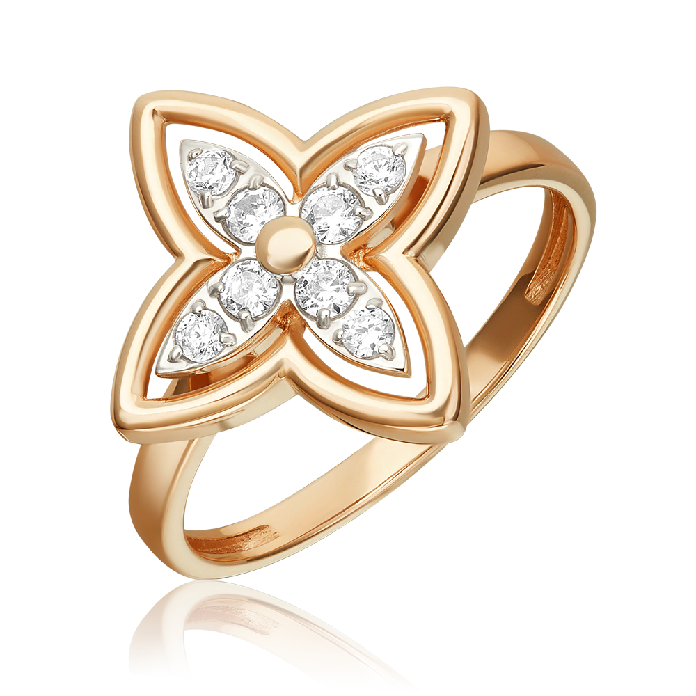 Кольцо из красного золота с фианитами