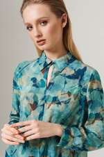 23146 Блузка женская (сине-зеленый принт)