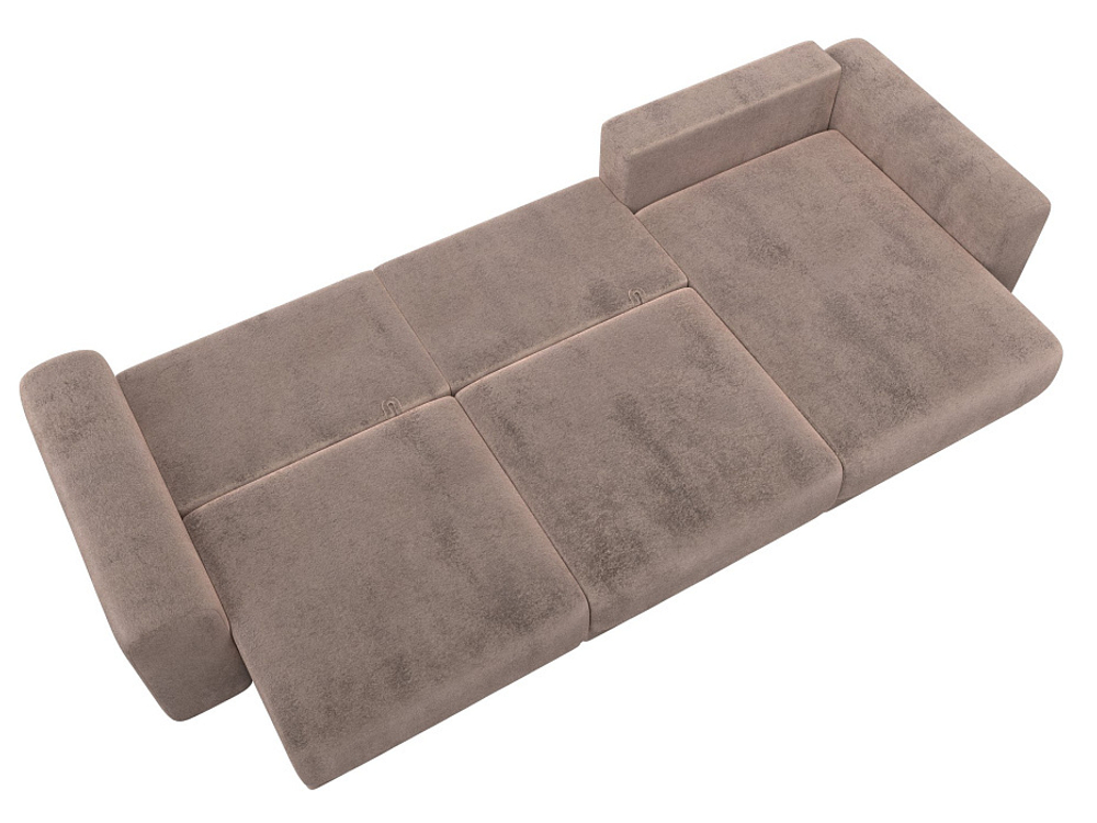 Диван угловой Лига-056 НПБ Лонг угол универсальный ВЕЛЮР TOWER 05 бежевый