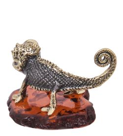 Народные промыслы AM-4094 Фигурка «Ящерица Паскаль» (латунь, янтарь)
