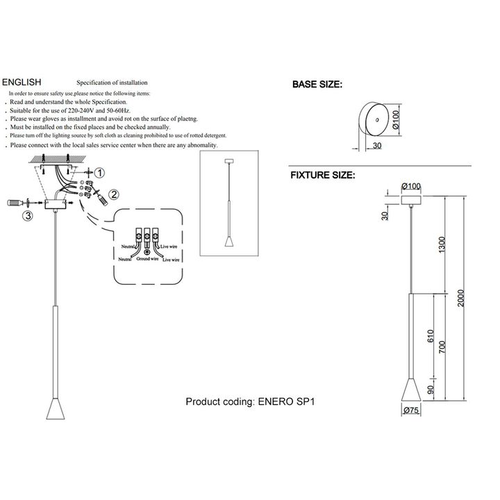 Подвесной светильник Crystal Lux Enero SP1 Black