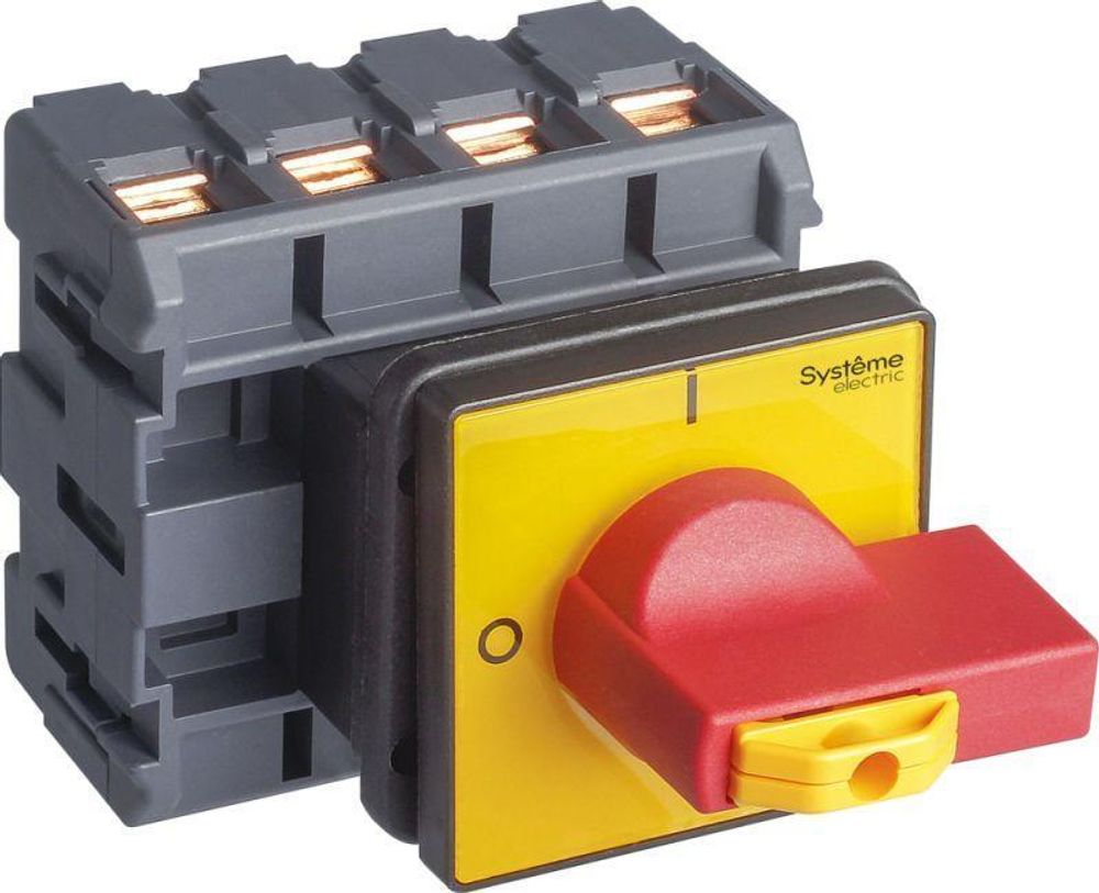 Выключатель-разъединитель 4п 80А IP20 с красн. рукоят. на дверцу 4 винта 1 замок SE MSD80460R