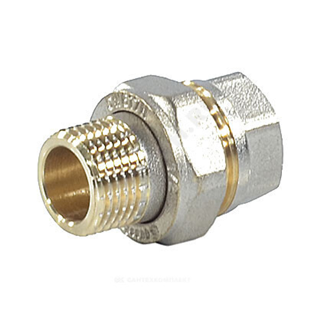 Соединитель латунь никель американка Ду 15 (1/2") прямой ВР/НР 9013 ГОСТ 32585-2013 Aquasfera 9013-01