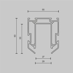 Профиль для монтажа в натяжной ПВХ потолок, 2м Maytoni Exility TRA034MP-212S(N)