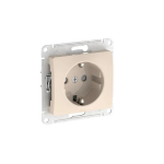 GLOSSA РОЗЕТКА с заземлением со шторками, 16А, механизм, быстрозажим. клем., БЕЖЕВЫЙ
