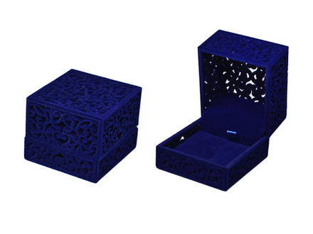 Футляр резной под кольцо (бархат, синий)