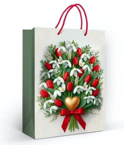 Пакет подарочный ML 22*31*10см. "Сердечный букет" 1.0000882