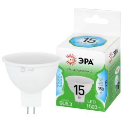 Лампа светодиодная ЭРА GREEN LINE LED MR16-15W-840-GU5.3 GL 15Вт софит яркий белый свет GU5.3 | Лампы cветодиодные Точечные (Софиты) (MR, PAR)