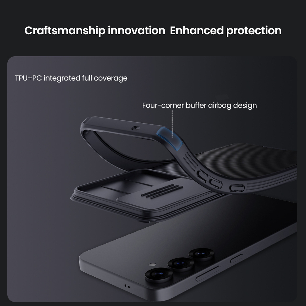 Чехол усиленный с защитной шторкой для камеры от Nillkin на Samsung Galaxy S25, серия CamShield Pro Case