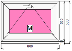 Пластиковое окно 550 х800 фрамуга (форточка) ТермА Эко + Москитная сетка