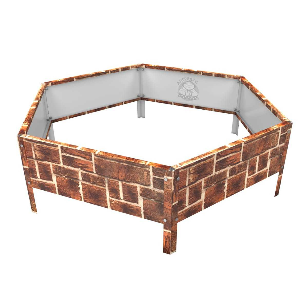 Клумба многоугольная оцинкованная с ножками 1 ярус Кирпич