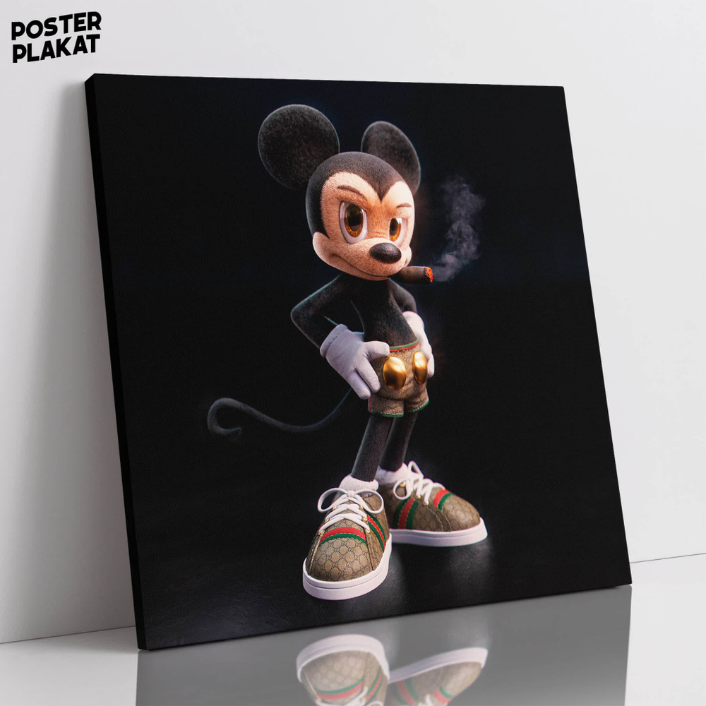 Картина для интерьера Микки Маус / Mickey Mouse на холсте, персонаж Дисней, холст с печатью на подрамнике, на стену, Постер Плакат