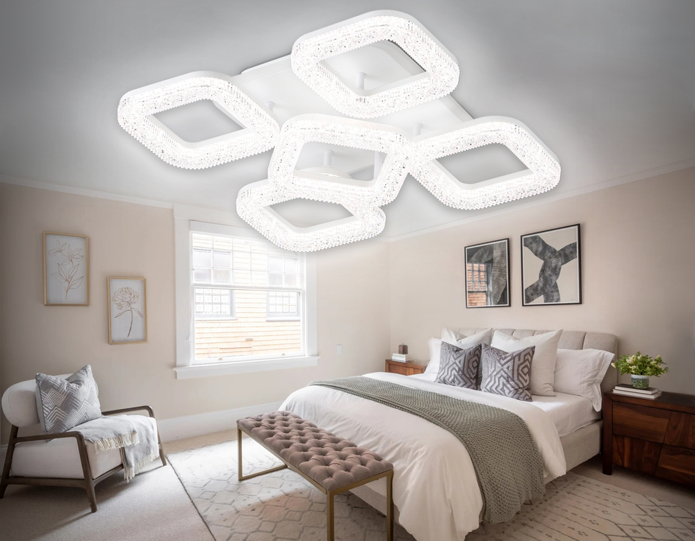 Светильник потолочный светодиодный с пультом FA3914/4+1 WH белый 80W 3000K/4200K/6400K 380*380*110 (ПДУ РАДИО 2.4G)