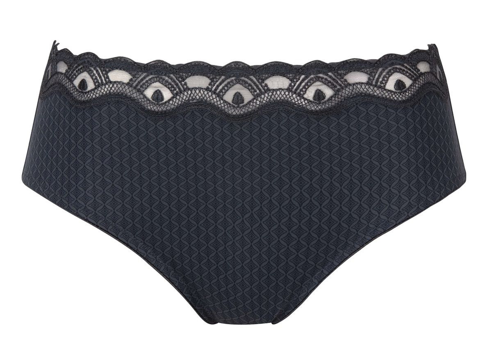 Трусы-слипы с высокой посадкой и отделкой кружевом (Размер: 46) (Цвет: мокрый асфальт)