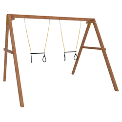 Деревянные качели с двумя трапециями