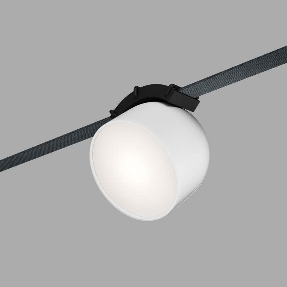DK5642-WH+BK Поворотный светильник для трека-ремня Belty Smart, серия Spot, со светодиодом, D100*H107мм, 48V DC, 12W, RA90, 120°, 3000-5700K, IP20, белый с черным, алюминий