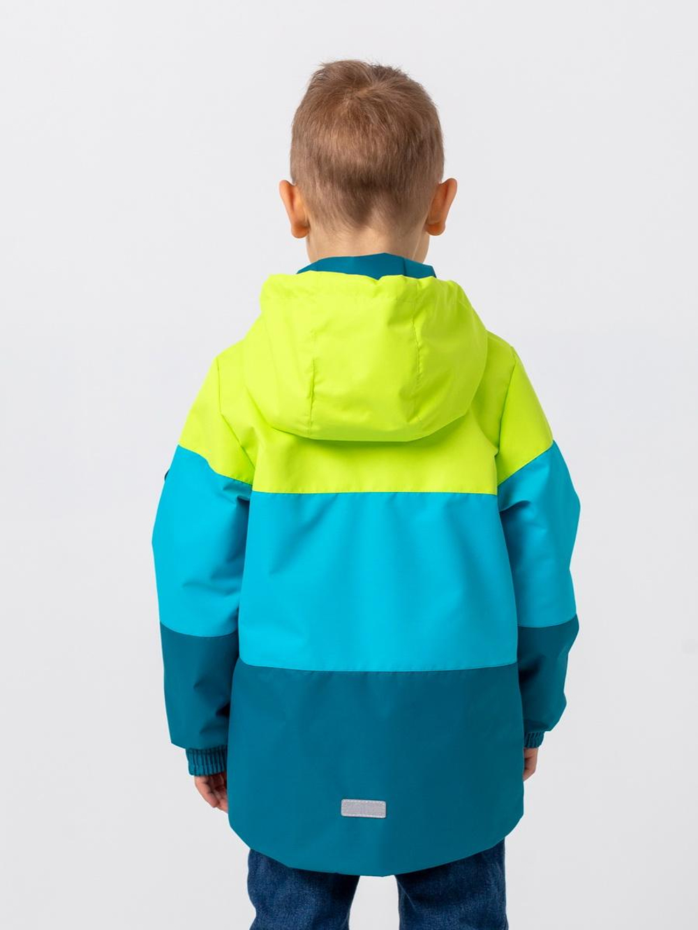 Ветровка "Тима" р. 116, лайм/аквамарин/изумруд (Аксарт)