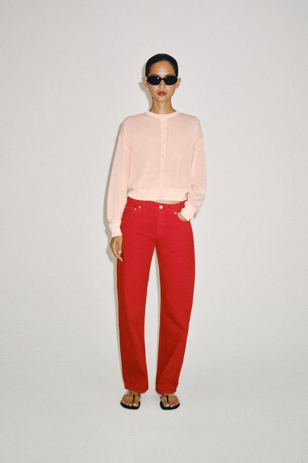 ZARA КАРДИГАН ИЗ ТОНКОГО ТРИКОТАЖА, ПАСТЕЛЬНО-РОЗОВЫЙ