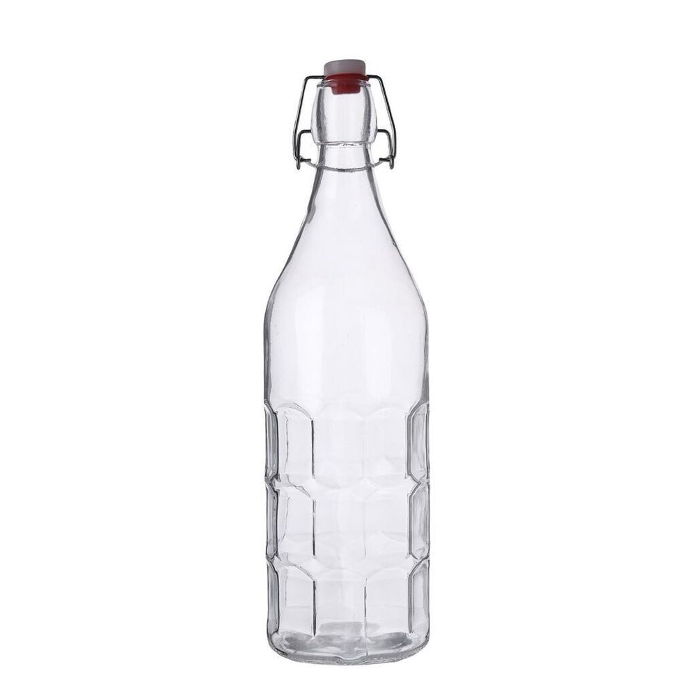 Бутылка 1 л стекло с крышкой прозрачная d 9 см h32 см бугельный замок P.L.