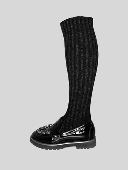 Ботинки-чулок Lemat 136 лаковые со стразами