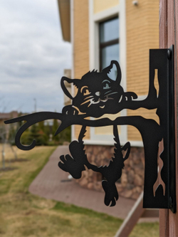 Кронштейн для кашпо Кот на дереве, кашпо подвесное, держатель для цветов