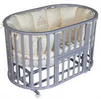 Круглая кроватка Incanto Северная звезда на маятнике 10 в 1, цвет серый