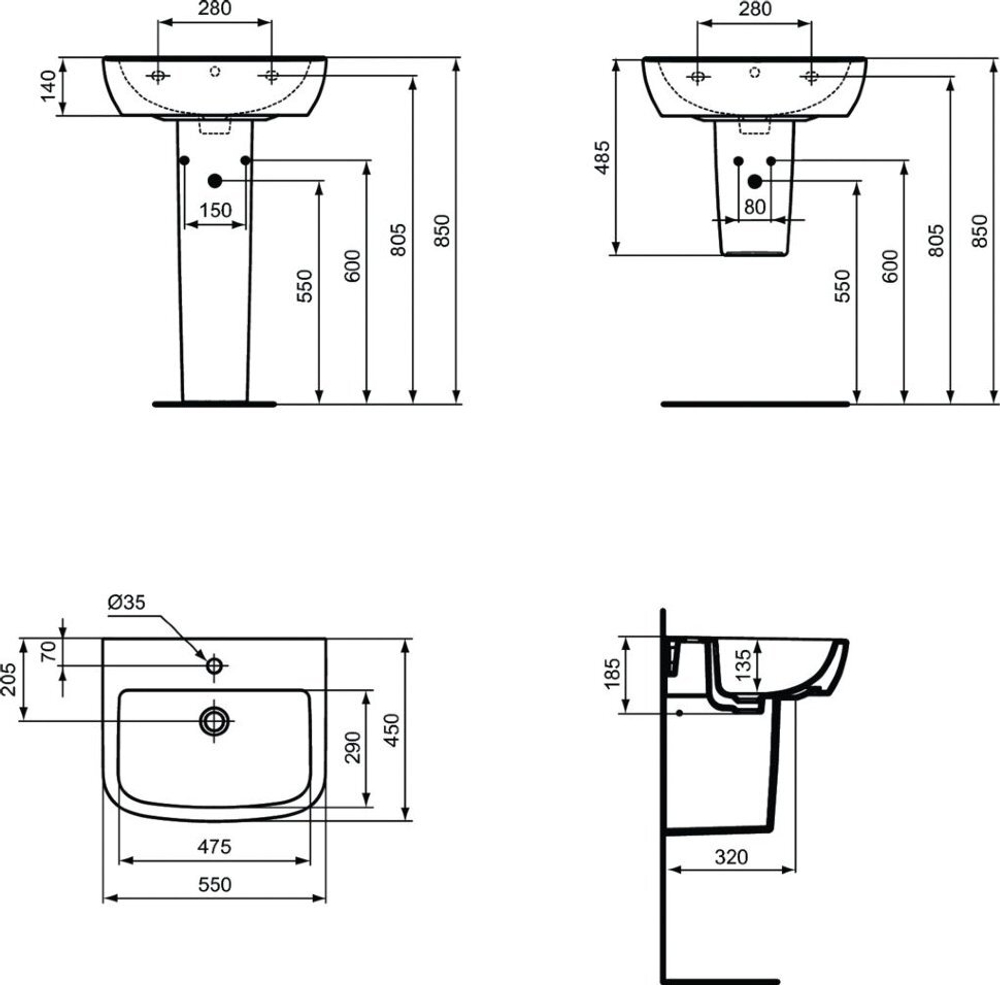 Колонна для умывальника Ideal Standard TEMPO T422901