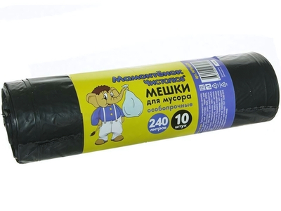 Мешки для мусора 240л 10шт 24мкм Мамонтенок чистолюб особопрочные