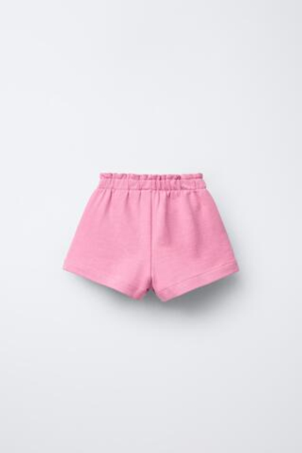 ZARA БАЗОВЫЕ ШОРТЫ ИЗ МЯГКОЙ ТКАНИ С ЦВЕТОЧНОЙ ВЫШИВКОЙ, РОЗОВАТЫЙ