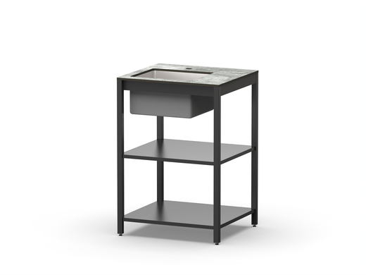 Cтол разделочный с мойкой Lounge B-09S, 60 см, черный/серый каспий