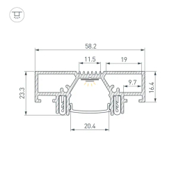 Профиль STRETCH-20-CEIL-D-CENTER-2000 WHITE (Arlight, Алюминий) 042948