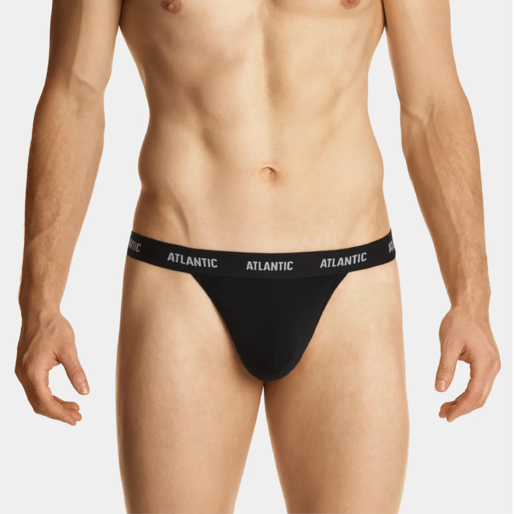 Мужские трусы стринги черные ATLANTIC String Comfort MP-1572