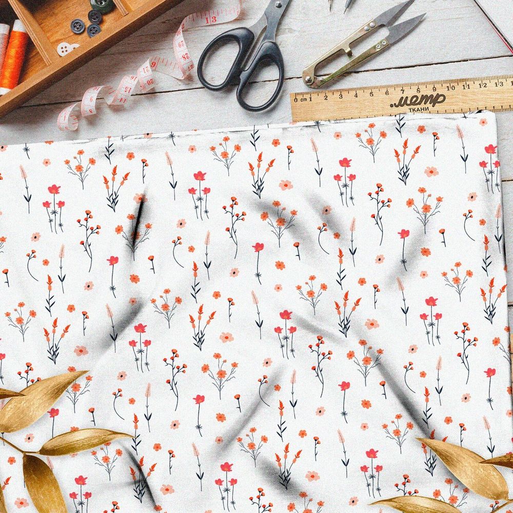 Ткань барби нежные полевые цветочки