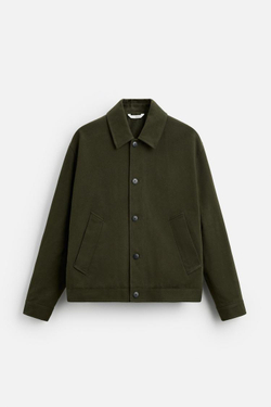 ZARA КУРТКА ИЗ ТВИЛА С РЕЛЬЕФНЫМ УЗОРОМ, ХАКИ